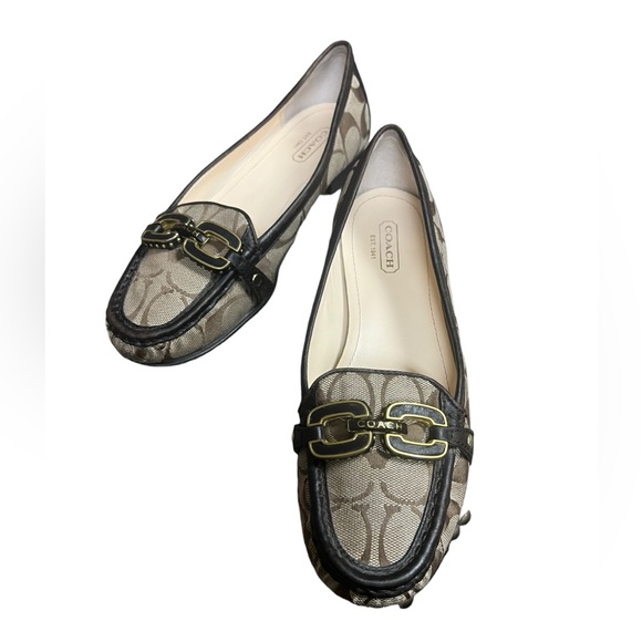 Coach Shoes - Coach slide on leather logo loafers with coach logo on top size 7 B great cond